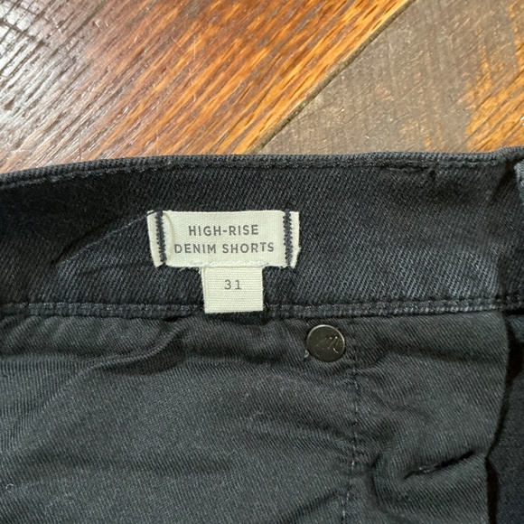 Madewell High Rise Black Denim Shorts Raw Hem | Size 31 - Picture 7 of 7